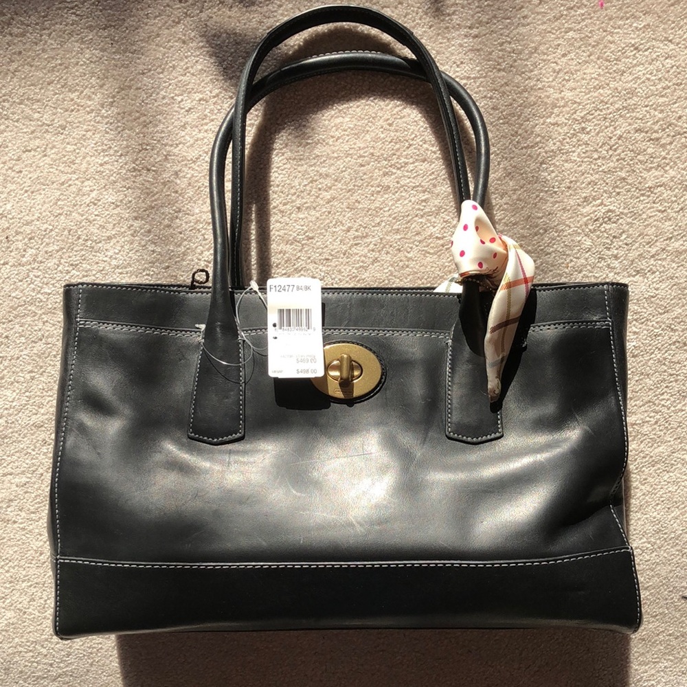 NWT COACH Beautiful Large Black Leather Tote